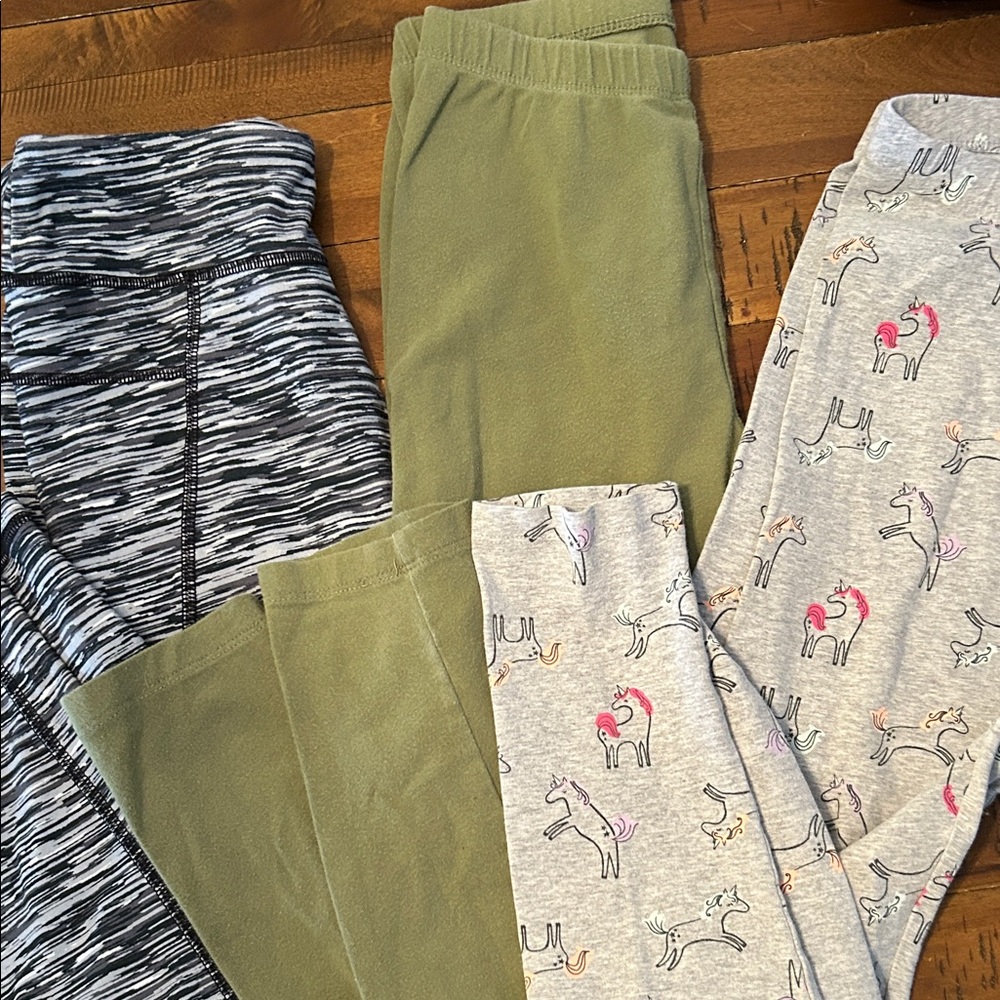 Tek Gear Kids Leggings - Black, Olive, Gray with Unicorns